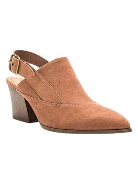 Qupid Nava Women's Slingback Pointed Toe Western Mules Brown Mocha Mauve Size 8